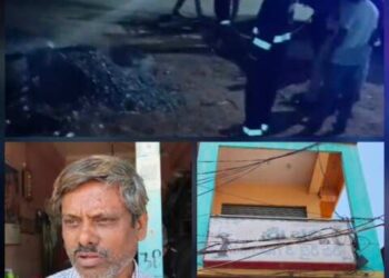 టైర్ల కొట్టుకు నిప్పంటించిన గుర్తు తెలియని వ్యక్తి