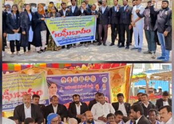 డంపింగ్ యార్డ్ నిరసన శిబిరాన్ని సందర్శించిన హుజురాబాద్ న్యాయవాదులు